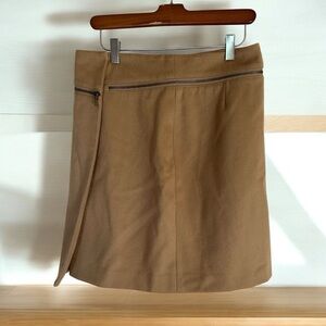 Tory Burch‎ Tan Camel Wool Zip Up Mini Skirt Size 2